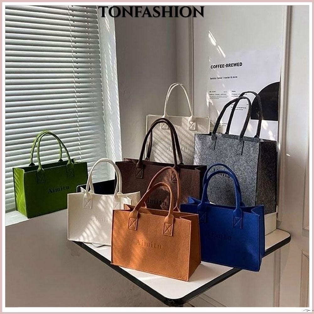 Tonfashion กระเป๋าสะพายไหล่ กระเป๋าถือลําลอง ขนาดใหญ่ จุของได้เยอะ สีพื้น สําหรับสตรี เหมาะกับการพกพาเดินทาง 1 ชิ้น