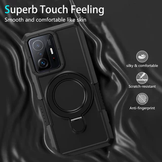 สําหรับ Xiaomi Mi 11T / 11T Pro / 11 Lite 5G NE กรณีแหวนขาตั้ง Hard PC กลับ Soft TPU ขอบทหาร-เกรด Drop ป้องกันกันกระแทก Slim บางฝาครอบ