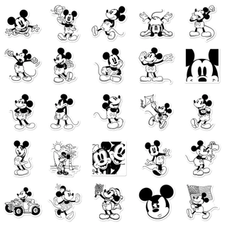 50ชิ้นน่ารักการ์ตูนสีดําและสีขาวมิกกี้เมาส์กันน้ําสติ๊กเกอร์กราฟฟิตีสําหรับหมวกกันน็อคจักรยานบัญชีมือกรณีดินสอ ง เอแคลส์ แลนสติ๊กเกอร์เวิลด์