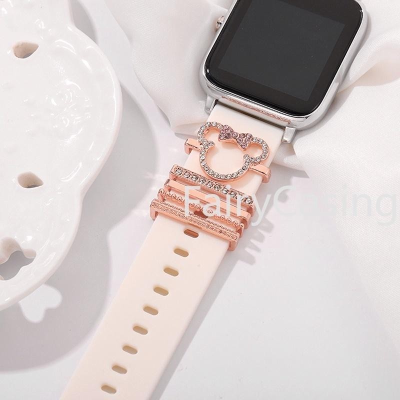 สายนาฬิกาข้อมือซิลิโคน ประดับเพชร ลายมิกกี้เมาส์ แฟชั่น สําหรับ Apple Watch Ultra 2 49 มม. iwatch Series 9
