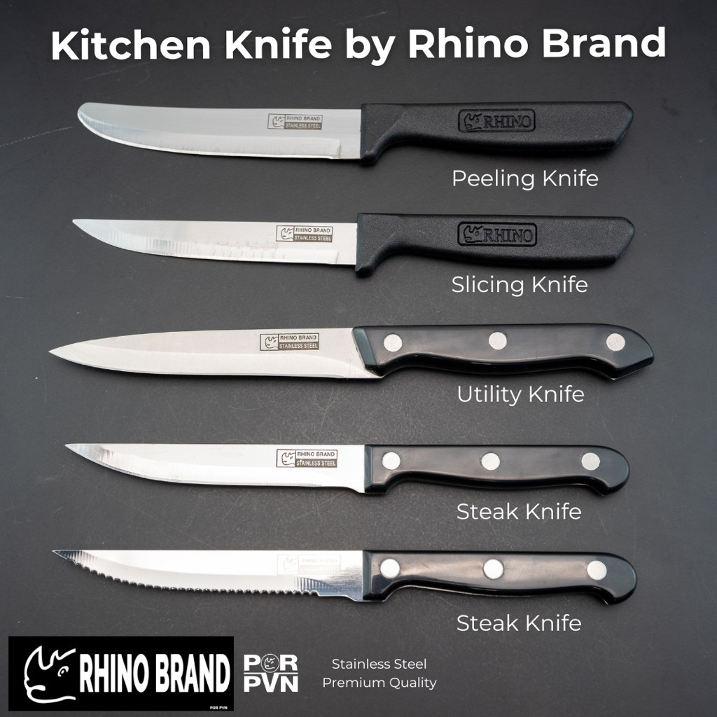 มีดหั่นผัก มีดทำครัว มีดทำอาหาร มีดสแตนเลส ดีกว่ามีด KIWI มีดแรด มีด Rhino Brand รุ่นด้ามดำ 5151 511