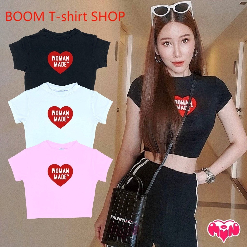 （จัดส่งตลอด 24 ชั่วโมง）BOOM SHOP❤️❤️ เสื้อครอป ลายหัวใจ Woman made MAYANA BKK ❤️❤️
