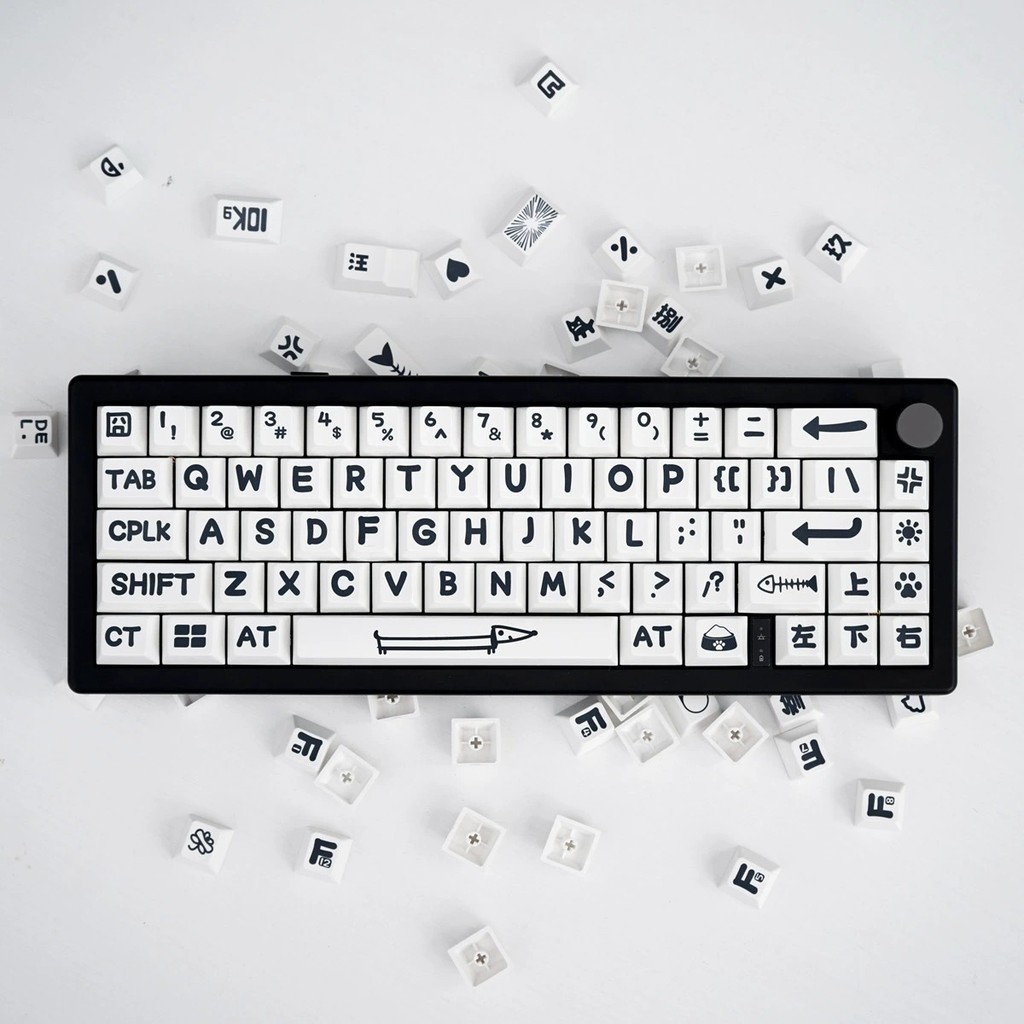 Yongqiu ปุ่มกดคีย์บอร์ด PBT พิมพ์ลายเชอร์รี่ แมวน่ารัก ขนาดใหญ่ สําหรับคีย์บอร์ด Mechanical