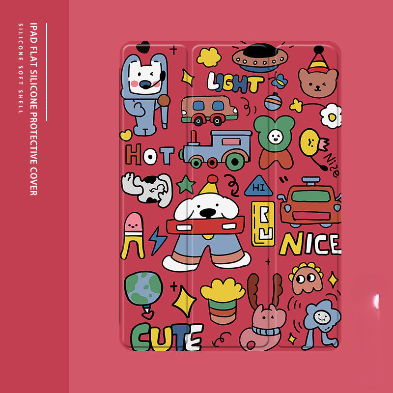 [iPad Air 4] เคสแท็บเล็ตสําหรับ iPad pro11 air5 air3 gen10 gen7 gen8 gen9 ช่องเสียบปากกาซิลิโคนใสการ์ตูนสนุกภาพวาดกราฟฟิตี