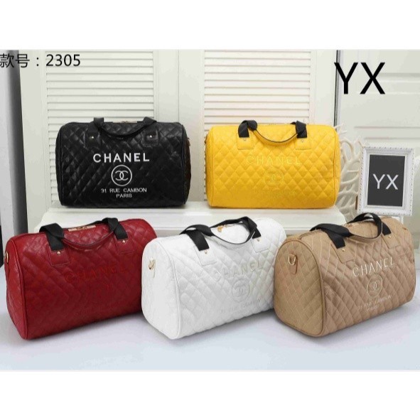 (สินค้าพร้อมสต็อก] กระเป๋าเทรนด์ใหม่คลาสสิก Chanel กระเป๋าเดินทางหนังปักโลโก้ความจุขนาดใหญ่กระเป๋าถือผู้ชายและผู้หญิงกระเป๋าสะพายข้างกลางแจ้ง