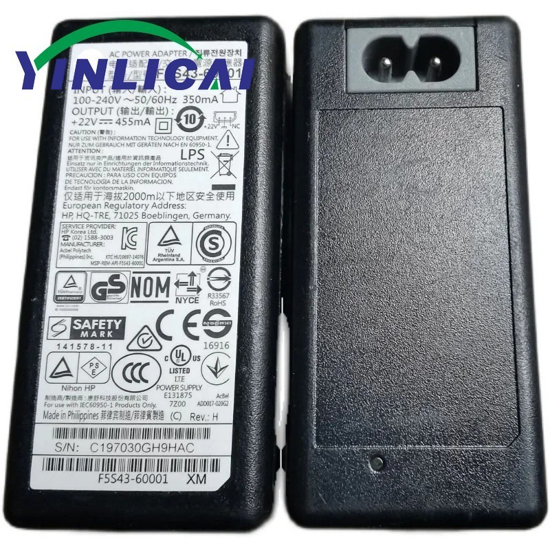 ใหม่ อะแดปเตอร์พาวเวอร์ซัพพลาย HP Deskjet GT5810 GT5820 ถังหมึก 115 310 315 319 410 415 419 F5S43-60