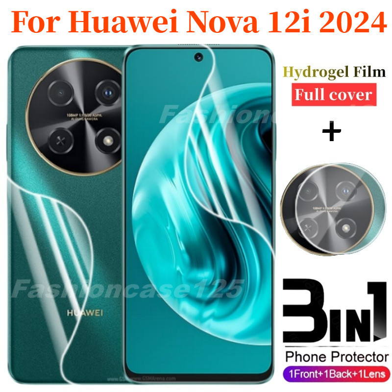 3in1 ฟิล์มไฮโดรเจลนิ่ม กันรอยหน้าจอ ด้านหลัง ป้องกันกล้อง สําหรับ Huawei Nova 12i 12 i 2024 Huawei Nova12i Huawei Nova 12s 12SE 4G 5G