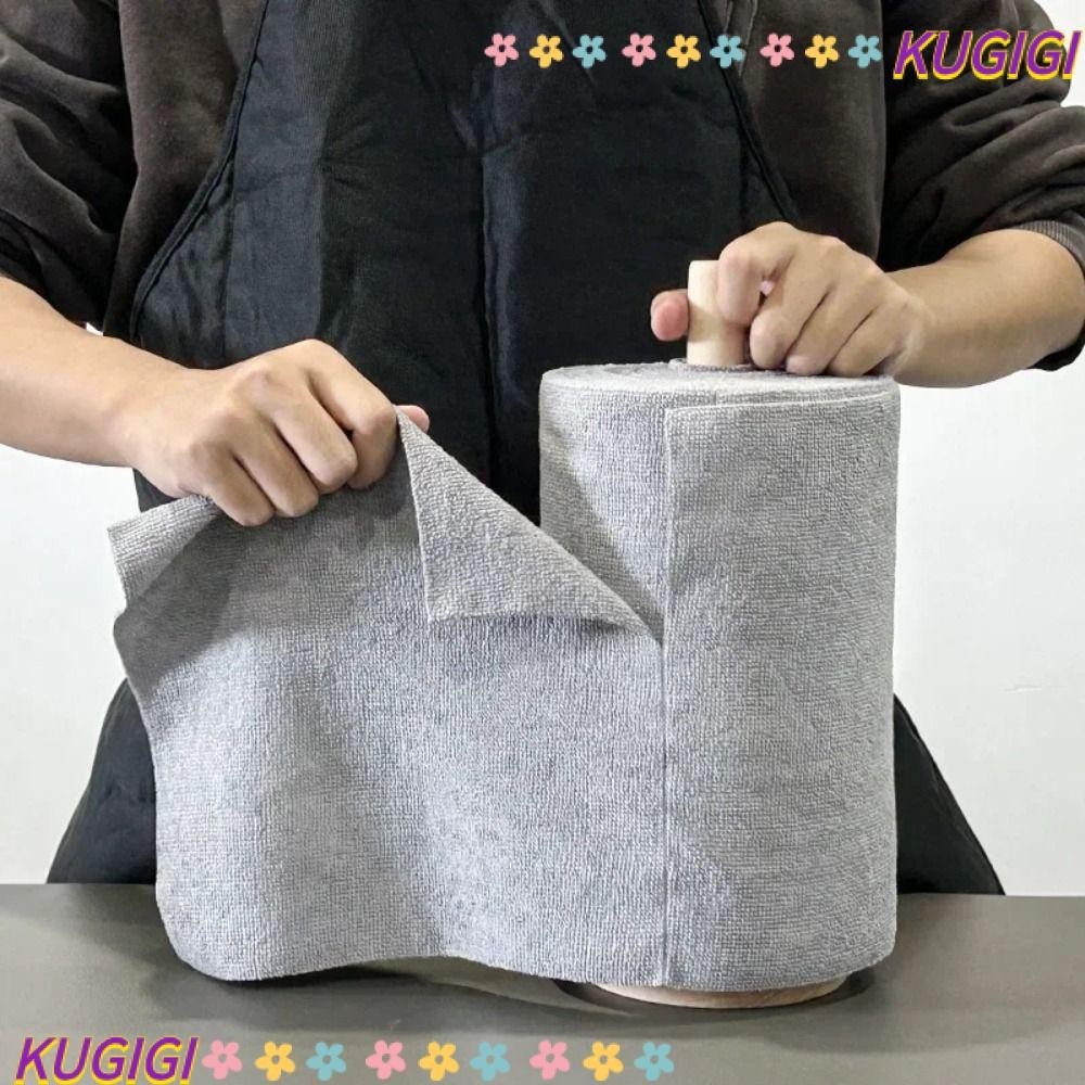 Kugigi ผ้าขนหนูไมโครไฟเบอร์ ดูดซับน้ํามัน ไม่เหนียวติด ใช้ซ้ําได้ แบบเปลี่ยน สําหรับเช็ดทําความสะอาด บนโต๊ะอาหาร บ้าน ห้องครัว 20 ชิ้น ต่อม้วน