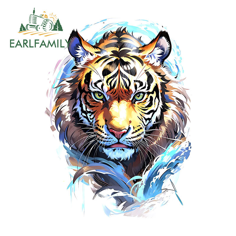 Earlfamily 13 ซม.เสือการ ์ ตูนสติกเกอร ์ รถรถจักรยานยนต ์ Windows รถบรรทุกกันชนไวนิลกันน ้ ํา Decal Occlusion Scratch รถตลกจัดแต ่ งทรงผม