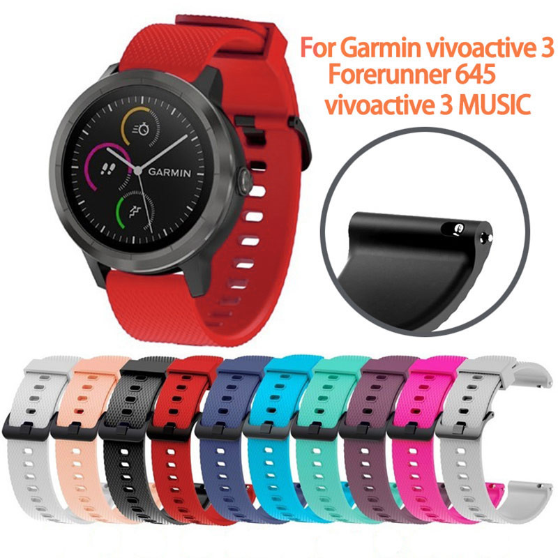 สายนาฬิกาข้อมือยางซิลิโคน 20 มม. แบบเปลี่ยน สําหรับ Garmin Vivoactive 3 Forerunner 645