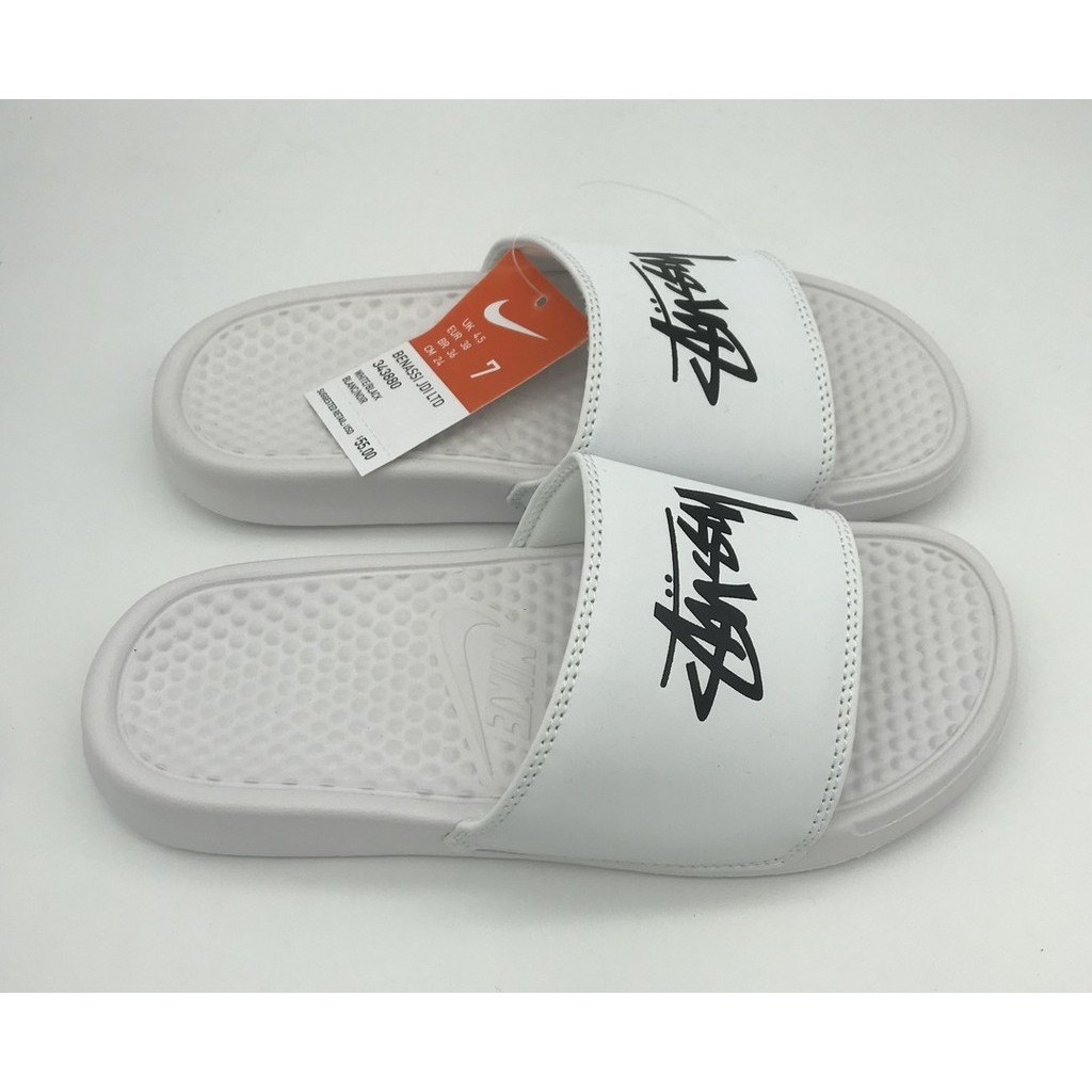 รองเท้าแตะแบรนด์ Stussy NK Co Stussy Benassi Co branded Beach Couples Casual Outwear Flip flops