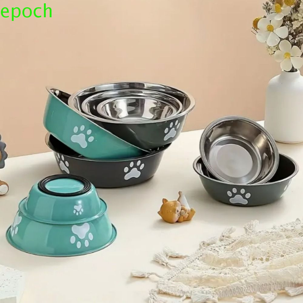 Epoch ชามใส่อาหาร สเตนเลส กันลื่น ความจุขนาดใหญ่ ไม่เป็นสนิม สําหรับสัตว์เลี้ยง สุนัข แมว