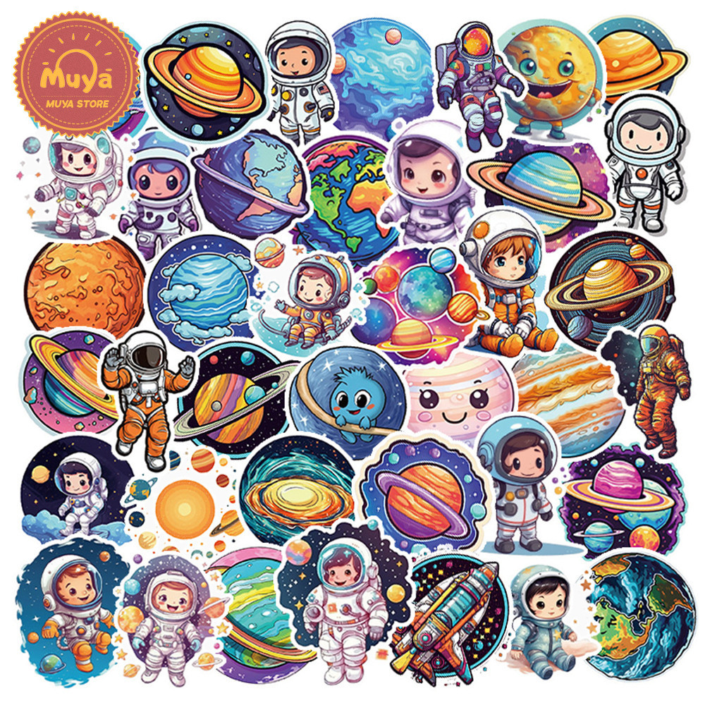 ใน 50ชิ้นพื้นที่ด้านนอกนักบินอวกาศสติกเกอร์กันน้ําการ์ตูน นักบินอวกาศ สติกเกอร์ไวนิลสําหรับแล็ปท็อป