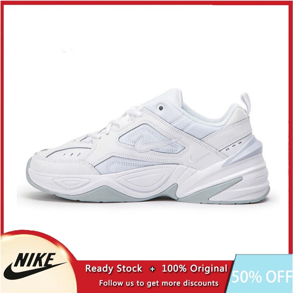 【ของแท้ 100%】 Nike M2K Tekno รองเท้ากีฬา รองเท้าผ้าใบ สีขาว สําหรับผู้ชาย และผู้หญิง