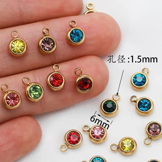 จี้หินคริสตัล สเตนเลส สีทอง 6 มม. 12 ก้อน สําหรับทําเครื่องประดับ แหวน 20 ชิ้น ต่อแพ็ค