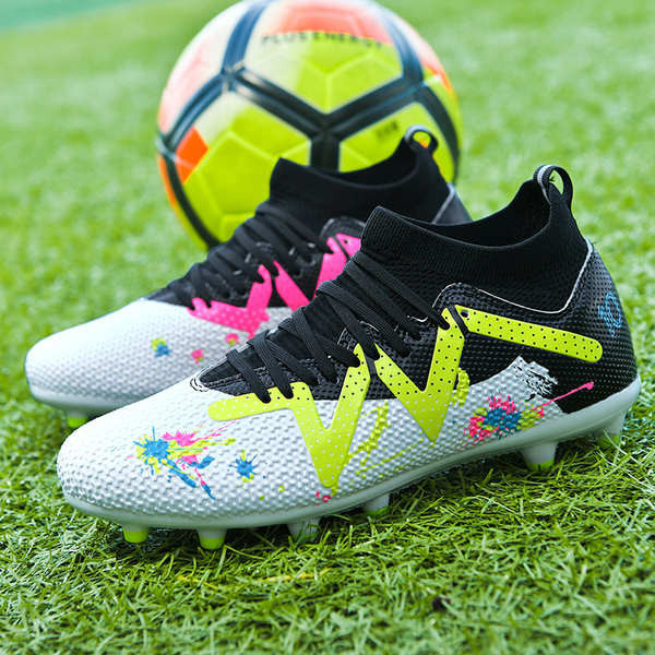 รองเท้าสตั๊ด รองเท้าสตั๊ดหุ้มข้อ รองเท้าฟุตบอล Messi Neymar สำหรับผู้ชายและผู้หญิงสูงนักเรียนชั้นประถมศึกษาวัยรุ่นและเด็กการฝึกอบรมเล็บหัก TF สั้นเล็บยาว AG