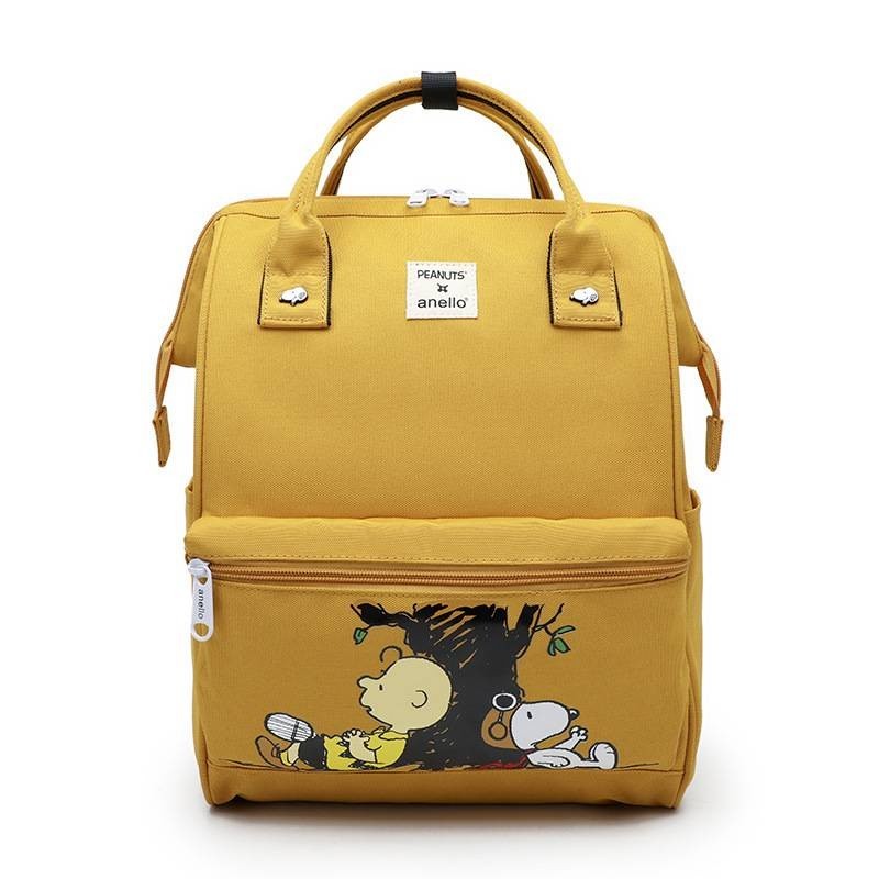 Anello Lotte Snoopy กระเป๋าเป้สะพายหลัง กระเป๋านักเรียน กระเป๋าเดินทาง ผ้ากันน้ํา ปากใหญ่ อินเทรนด์ สําหรับผู้ชายและผู้หญิง