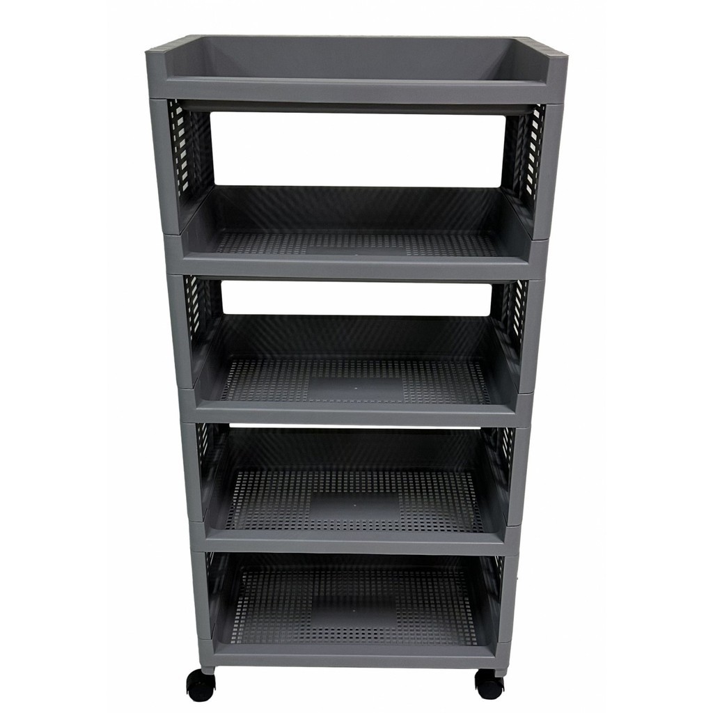 LOCAL789 NOBURU ชั้นวางเอนกประสงค์ 5 ชั้น มีล้อ #AB 30x50x99ซม. รุ่น KSH-SQV-02/7 สีเทา ร้านอยู่ในไท