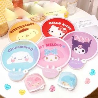 น่ารัก KT พัดลมพับ Kawaii อะนิเมะ Kuromi Melody Pochacco รอบพัดลมฤดูร้อนมินิแบบพกพาสาวพัดลมมือถือเด็กของขวัญ