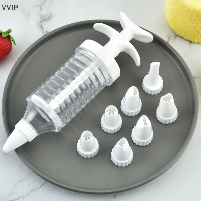 Vvth ใหม่ หัวบีบครีมไอซิ่ง แบบพลาสติก สําหรับตกแต่งเบเกอรี่ 8 ชิ้น VVTH
