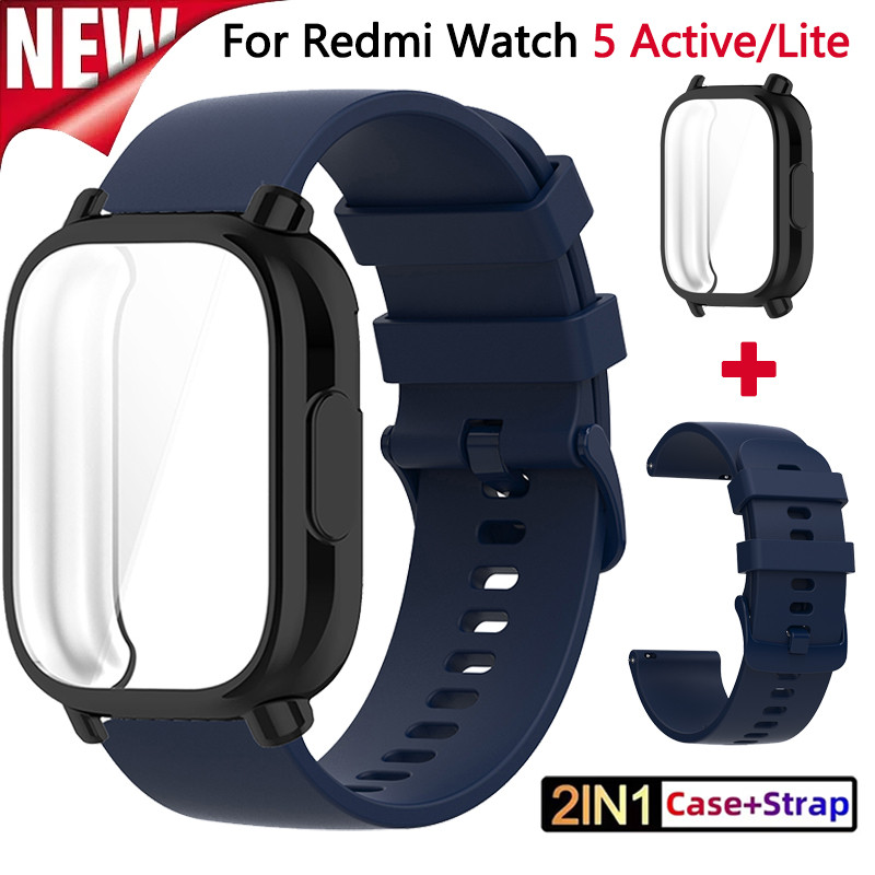 เคสป้องกัน + สายซิลิโคนสําหรับ Xiaomi Redmi Watch 5 Active/5 Lite เต็มหน้าจอ TPU Soft Shell และ Breathable Sport Band