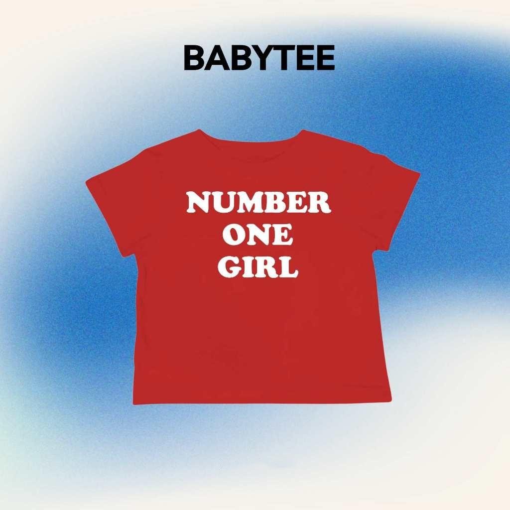 (จัดส่งตลอด 24 ชั่วโมง)เสื้อยืด Baby Tee 'Number One Girl' สไตล์เกาหลี น่ารัก คลาสสิก คอตตอน 100% - รูปที่ 4