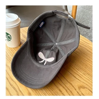 หมวกแก็ป (ปักโบว์) หมวกเบสบอล แฟชั่นเกาหลี cotton cap หมวกเดินป่า