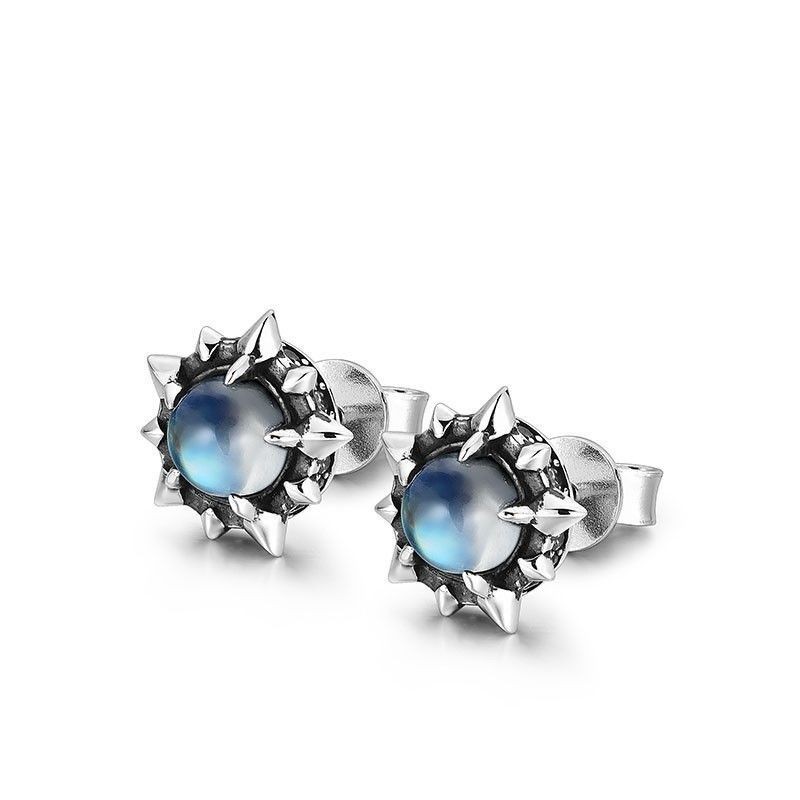 Polaris Moonstone กระพริบต่างหูเพชรผู้ชายผู้หญิงที่ไม่ซ้ํากันแฟชั่น Ruffian ต่างหูหล่อ