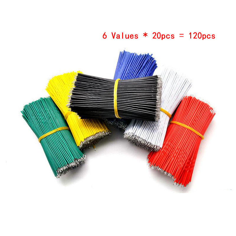 120 ชิ้น/เซ็ต 24AWG Tin-Plated Breadboard PCB Solder Cable 24AWG 8 ซม.Fly Jumper Wire ตัวนําดีบุกสาย