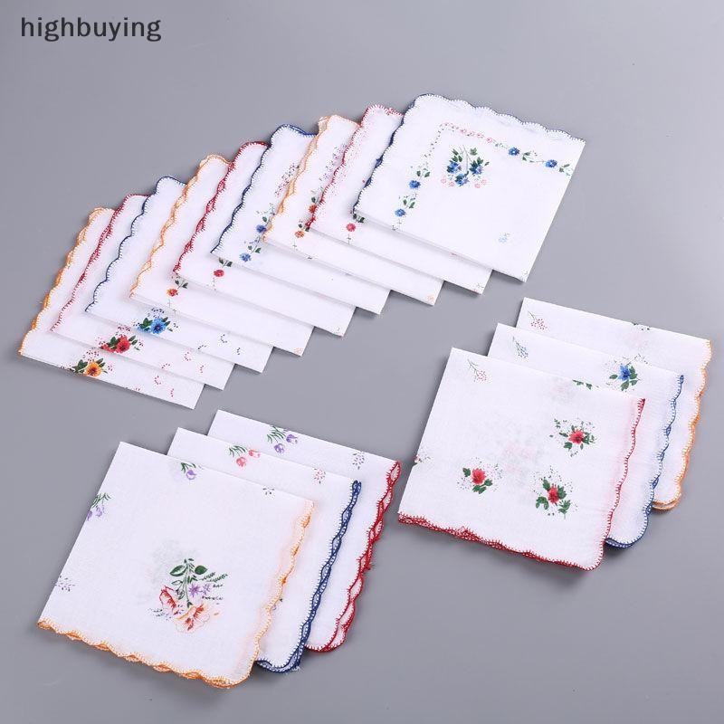 [ซื้อสูง] ผ้าเช็ดหน้าพิมพ์ลายผ้าฝ้ายแท้สําหรับผู้หญิง 12 แพ็ค, ผ้าเช็ดหน้าผ้าฝ้ายแท้, ของที่ระลึกงานแต่งงาน, กางเกงกระเป๋าพนัง สก้า สต็อกใหม