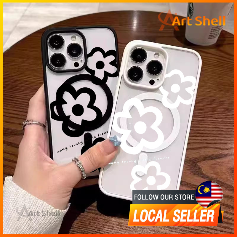 เข้ากันได้กับ iphone 16 Pro Max ดอกไม้สีขาวที่สวยงาม 12 13 14 15 11 Pro Max Casing xr xs Max 7 8 Plu