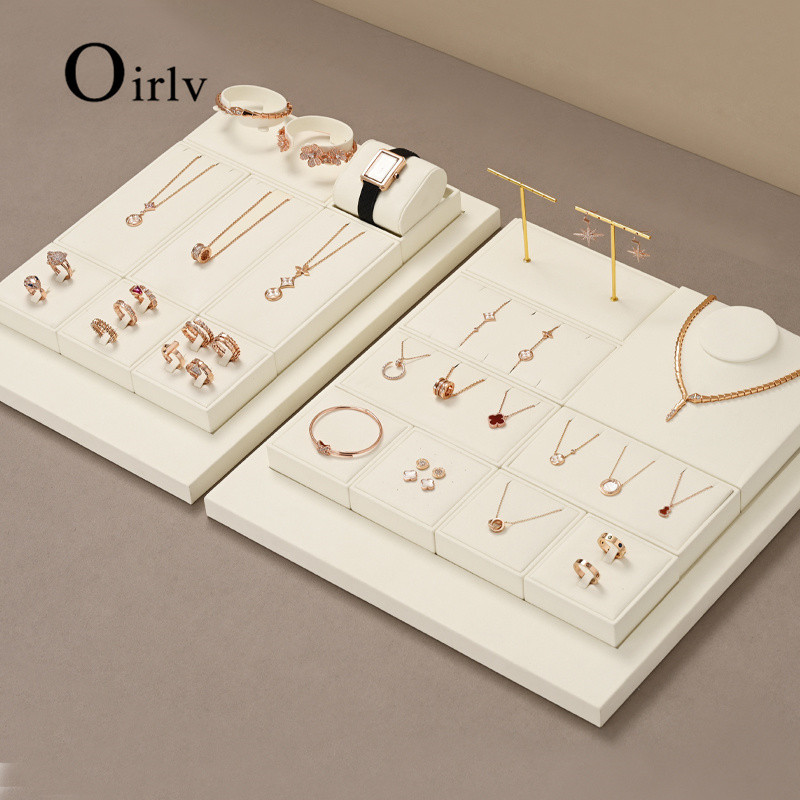 Oirlv ชุดเครื่องประดับ,โมเดิร์นไมโครไฟเบอร์เครื่องประดับขาตั้งจอแสดงผลสําหรับแหวนสร้อยคอต่างหู TT168
