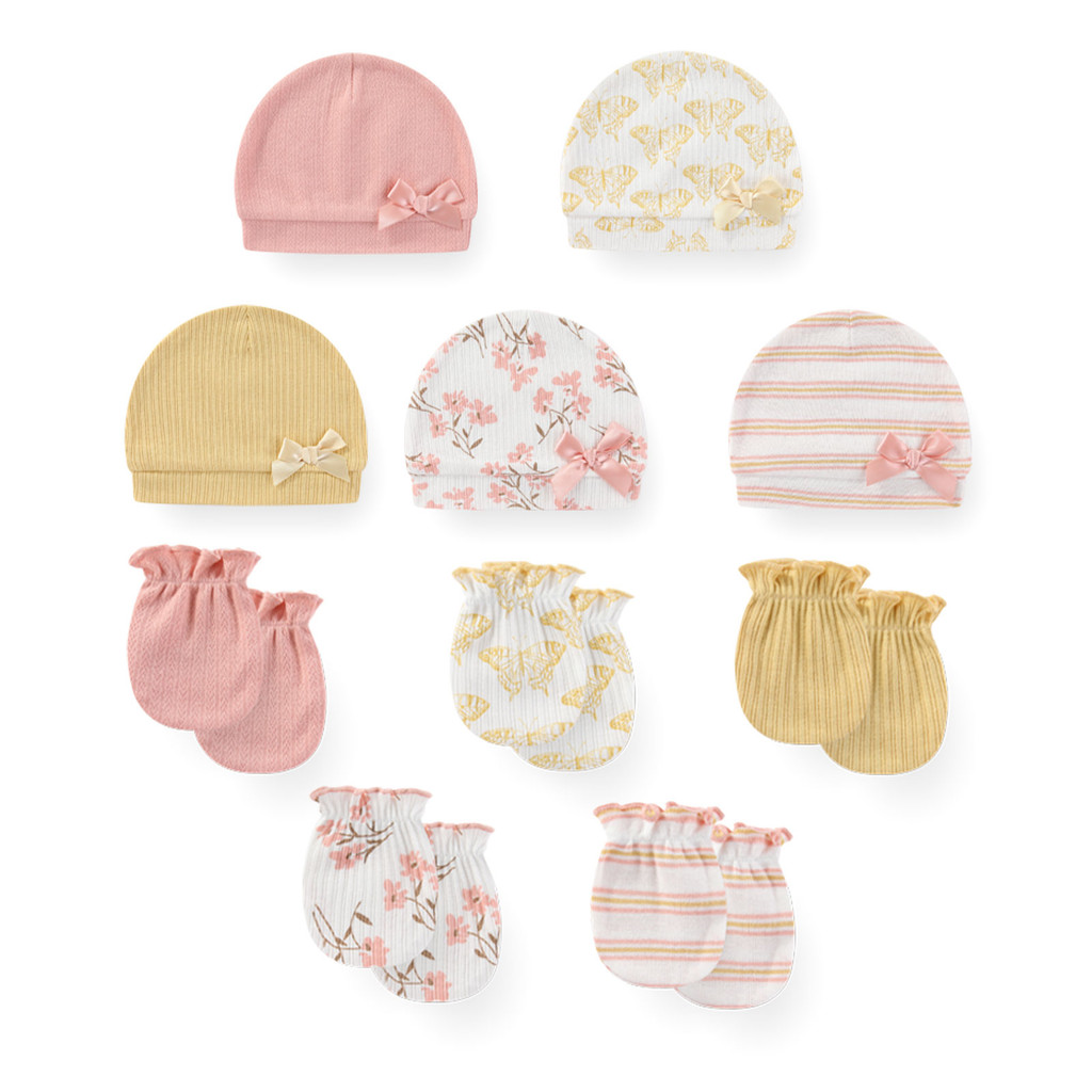 Kiddiezoom 0-6 เดือนชายหญิงหมวกถุงมือชุดผ้าฝ้าย 100% นุ่มหมวก Mittens อุปกรณ์เสริมสําหรับเด็ก