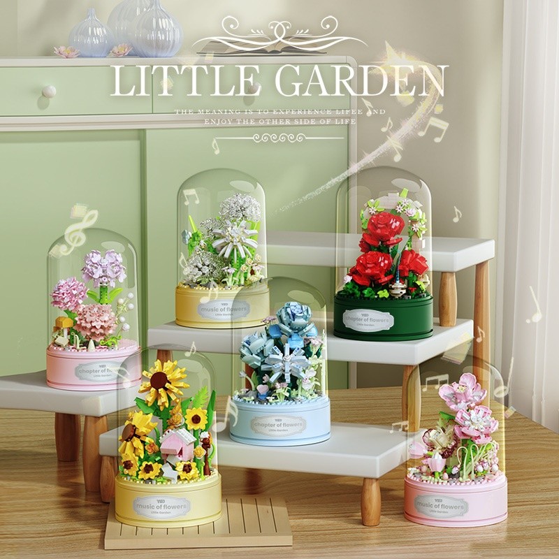 บล็อกตัวต่ออนุภาคขนาดเล็ก กล่องดนตรีหมุน DIY ของเล่นสร้างสรรค์ 400-800 ชิ้น