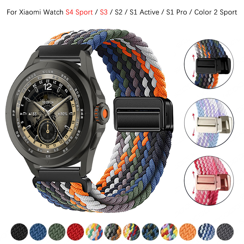 ห่วงถักแม่เหล็กสําหรับ Xiaomi watch S4 Sport / S3 / S2 / S1 Active / S1 Pro / Color 2 SportSport S3 smart watch สายรัดข้อมืออุปกรณ์เสริมปรับสร้อยข้อมือไนลอนยืดหยุ่น