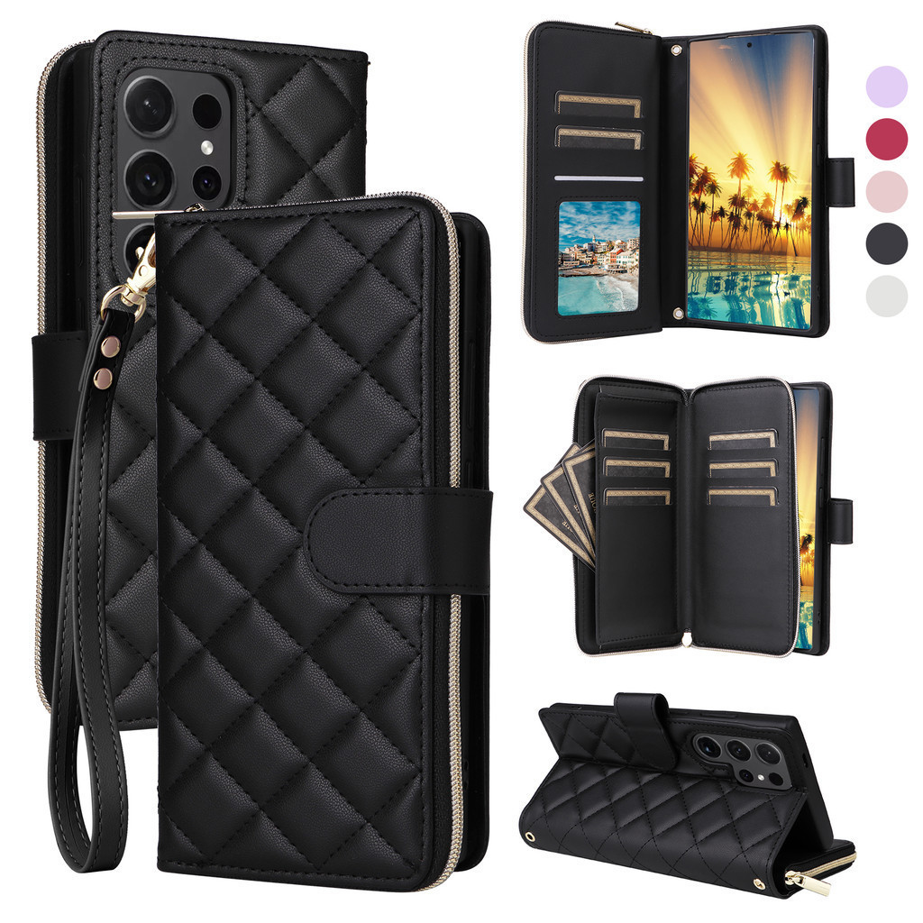 เคสโทรศัพท์ เคส SAMSUNG การ์ดกรณีโทรศัพท์มือถือกระเป๋าใส่เหรียญกรณีหนังพร้อมผู้ถือบัตรสําหรับsamsung Galaxy S26 Ultra S25 Plus S24 Ultra S23 FE S22 Plus S21 Ultra Case S24 FE S22 Ultraฝาครอบพร้อมสายคล้องlanyard