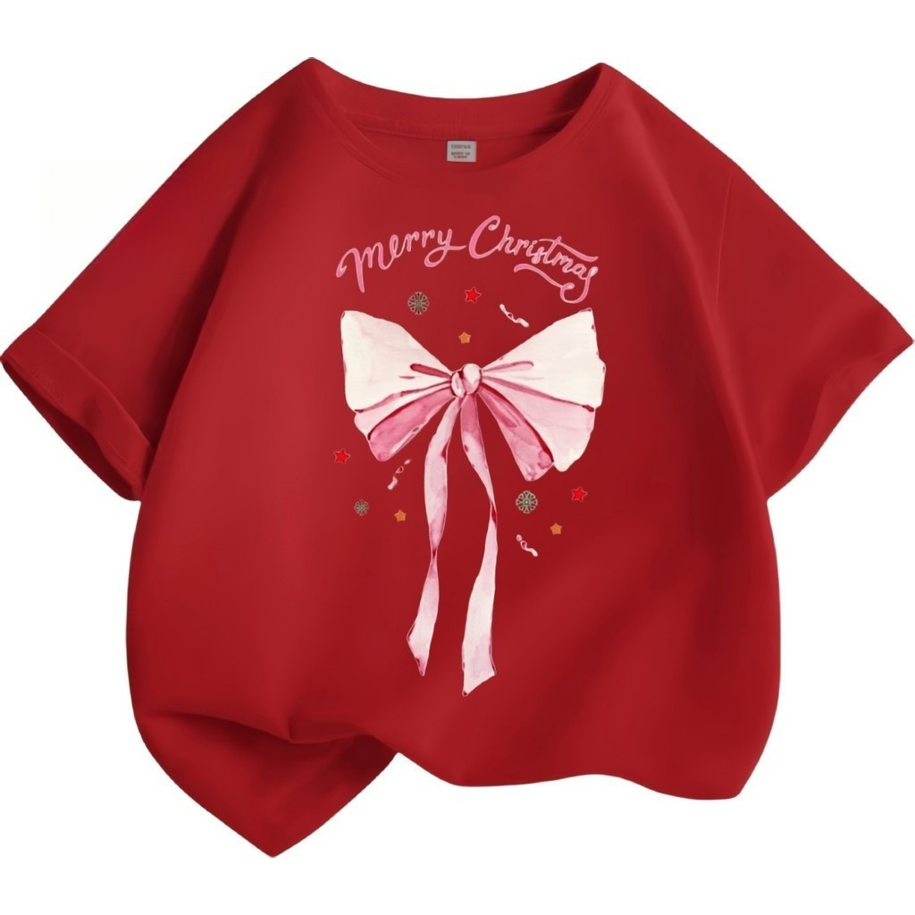 (จัดส่งตลอด 24 ชั่วโมง) Merry ChristmasChildren's เสื้อยืดเด็กสาวคริสมาสต์เสื้อยืดรูปแบบ