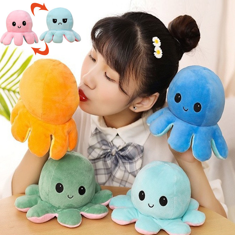 พร้อมส่ง ของเล่นเด็ก ตุ๊กตาปลาหมึก Reversible Flip octopus ตุ๊กตาสัตว์น่ารัก ของขวัญเด็ก ของขวัญวันเกิด