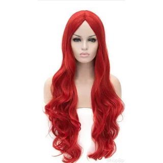 วิกผมยาว หยัก สีแดง ขนด60CM ดูธรรมชาติ สำหรัีบคอสเพลย์ ปาร์ตี้