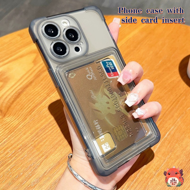 เคสซิลิโคนใส แบบหนา กันกระแทก พร้อมช่องใส่บัตร สําหรับ iPhone 15 Pro Max 14 13 12 11 Pro Max 14 15 Plus