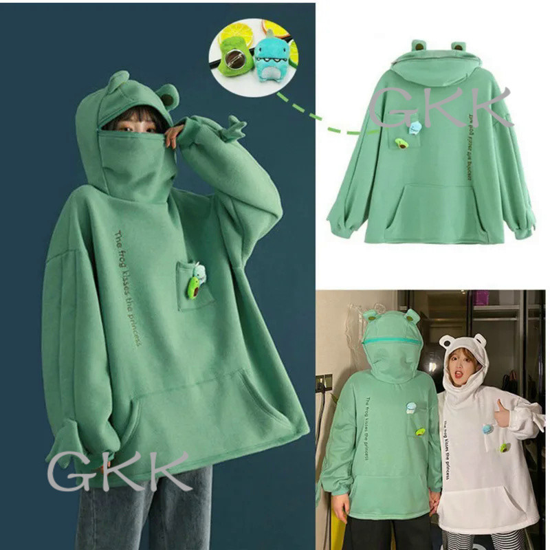 GK New Funny Frog  Pullover Hoodie Autumn Winter Plush Thickened Fashion Design Sweater Cosplay Clot
