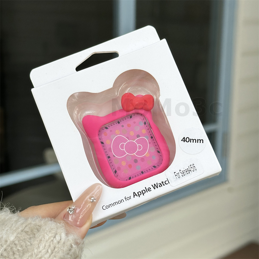 เคสนาฬิกาข้อมือลายการ์ตูนคิตตี้ สําหรับ iWatch Series 9 SE 6 5 4 ขนาด 45/41/44/40/38/42 มม.
