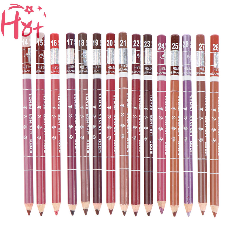 GE 1 ชิ้น Wood Lip liner กันน้ํา Lady Long Lasg Lip Liner ดินสอสแควร์