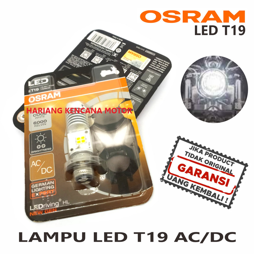 Osram ไฟหน้า LED มอเตอร์ไซค์ T19 H6 M5 K1 ปลั๊ก AC/DC n Play