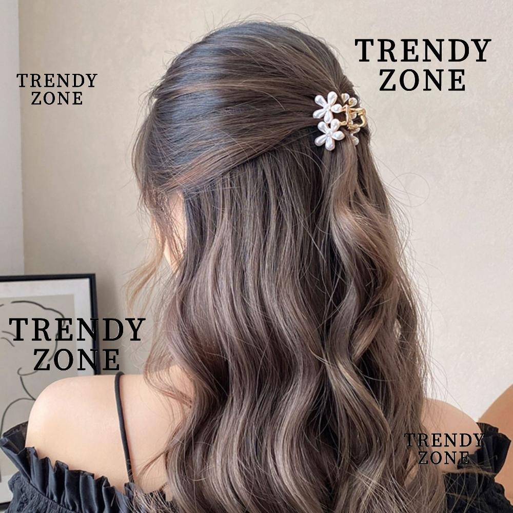 Trendyzone กิ๊บติดผม ทรงเรขาคณิต ประดับไข่มุก ขนาดเล็ก ล้างหน้า เครื่องประดับผม ปิ่นปักผม