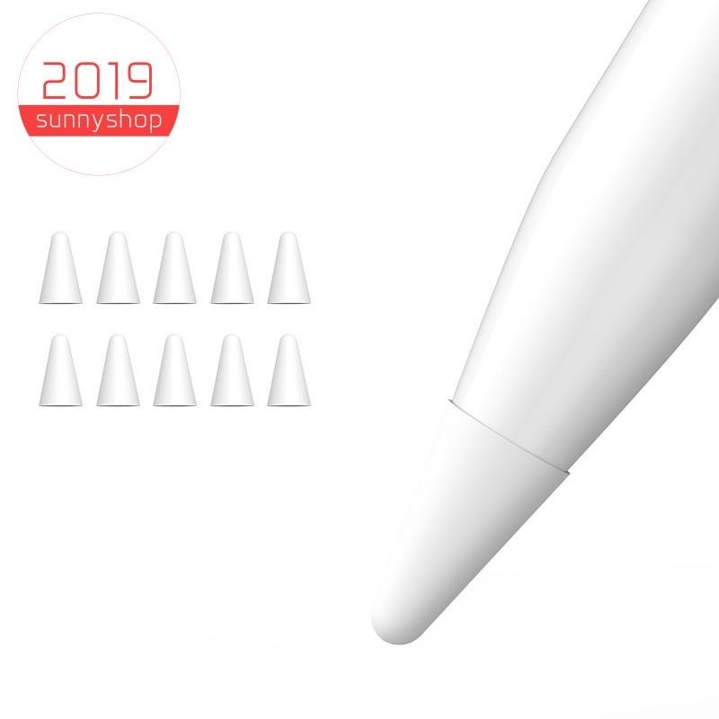 [sunnyshop2019] เคสปากกาสไตลัส ซิลิโคน สีขาว แบบเปลี่ยน สําหรับ Apple Pencil 1St 2Nd 10 ชิ้น