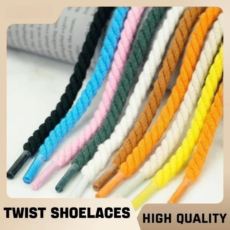 ใหม่ 1 คู่รอบเชือกผูกรองเท้า 0.6 ซม.ผ้าฝ้ายหนาเชือกผูกรองเท้า Twisted เชือก Laces รองเท้าผ้าใบรองเท้า Laces สําหรับรองเท้า