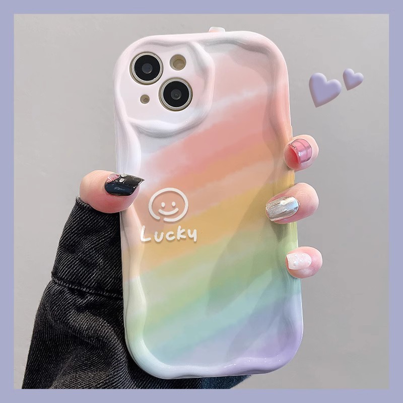 เคสไอโฟน FOR IPHONE 11 14 PRO iPhone 11 13 12Pro MAX X XS XR XSMAX 6 7 8 Plus ยิ้มบานสีฟ้า ซิลิก้าเจล เคส Phone Case