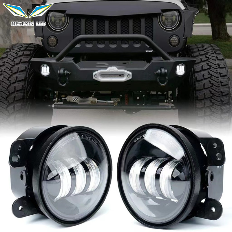 โคมไฟตัดหมอก LED ทรงกลม ขนาด 4 นิ้ว สําหรับรถยนต์ Jeep Wrangler JK TJ LJ Grand Cherokee Dodge