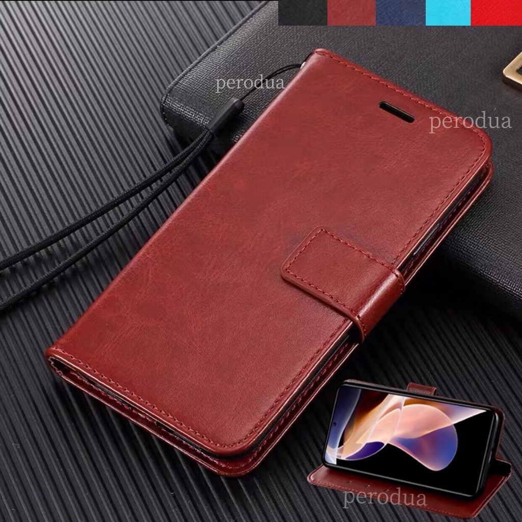 เคสโทรศัพท์หนัง PU ฝาพับแม่เหล็ก พร้อมช่องใส่บัตร และขาตั้ง สําหรับ OPPO CPH2343 CPH2371 RMX2185 RMX